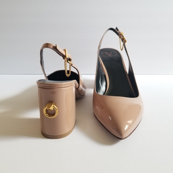 Valentino Garavani Shoes - Valentino Garavani Rockstud Patent Leather Slingback Pumps Size EU 40 Ta…
